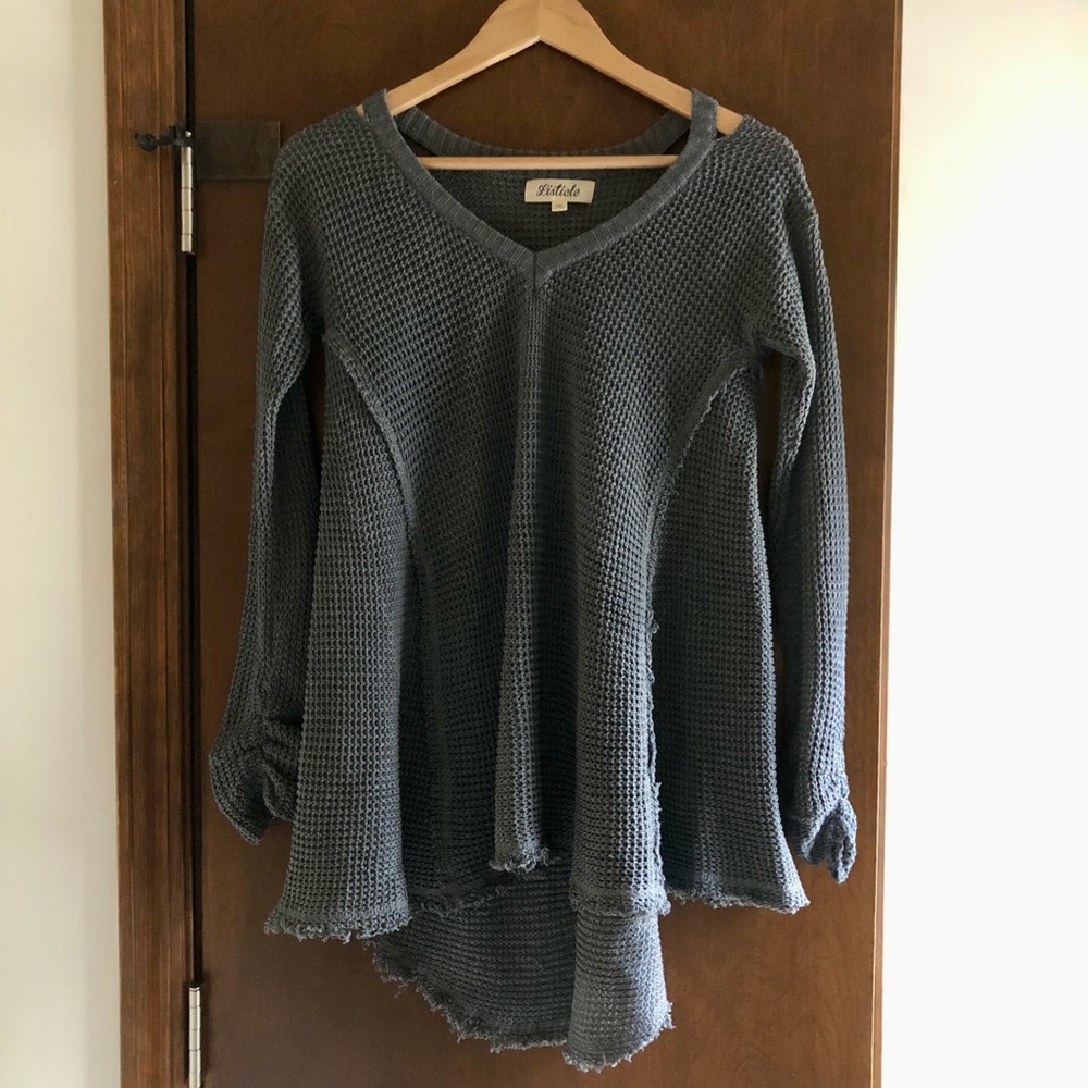 Listicle Knit V-Neck Sweater